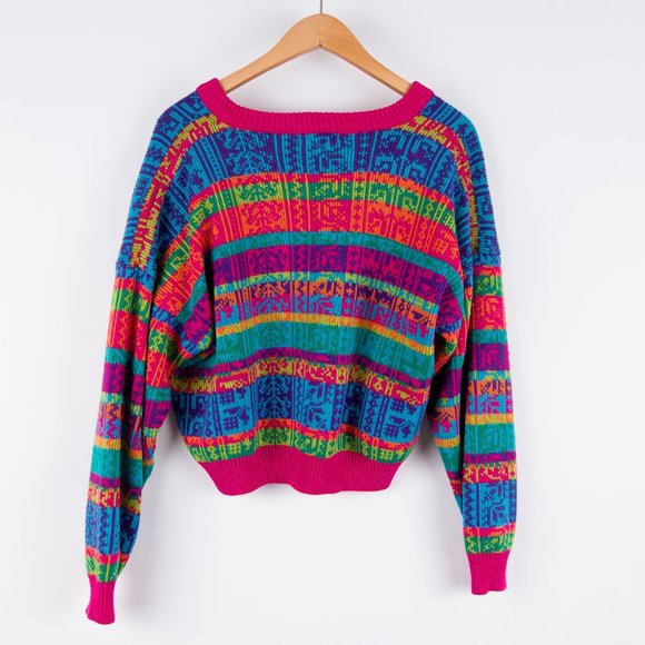 COPY - 🌈 VTG Retro Colorsplash Cropped Knit Cardigan - Picture 14 of 16